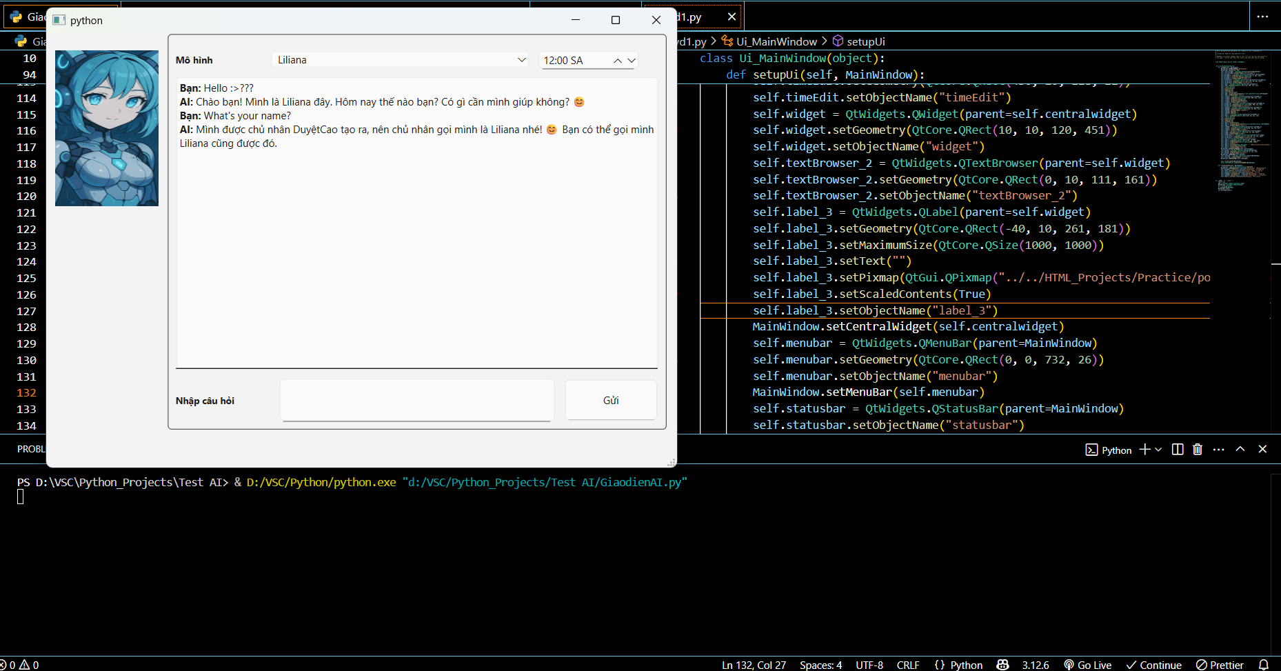Giao diện hệ thống AI